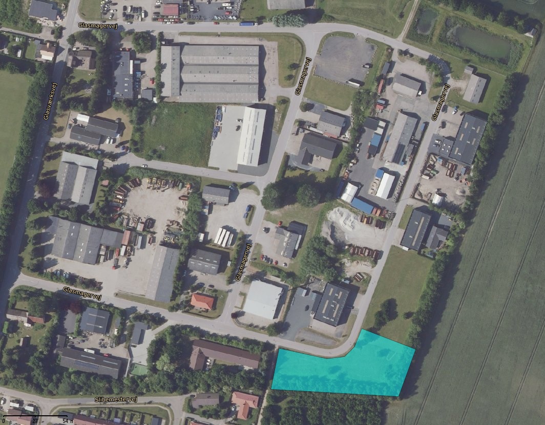 Kort fra webgis over glasmagervej i fensmark