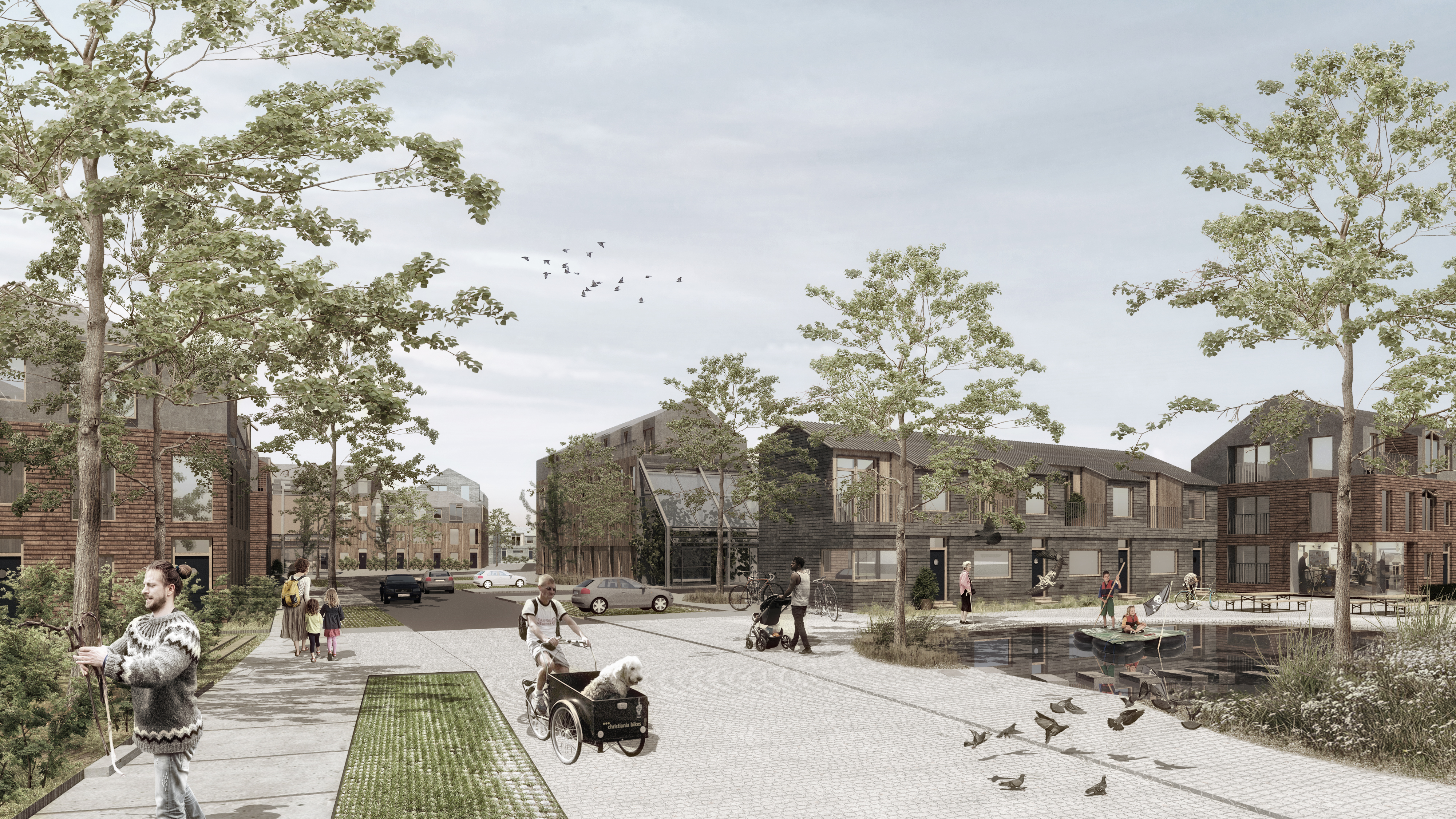 Billede af kommende bebyggelse på Stenlængeområdet