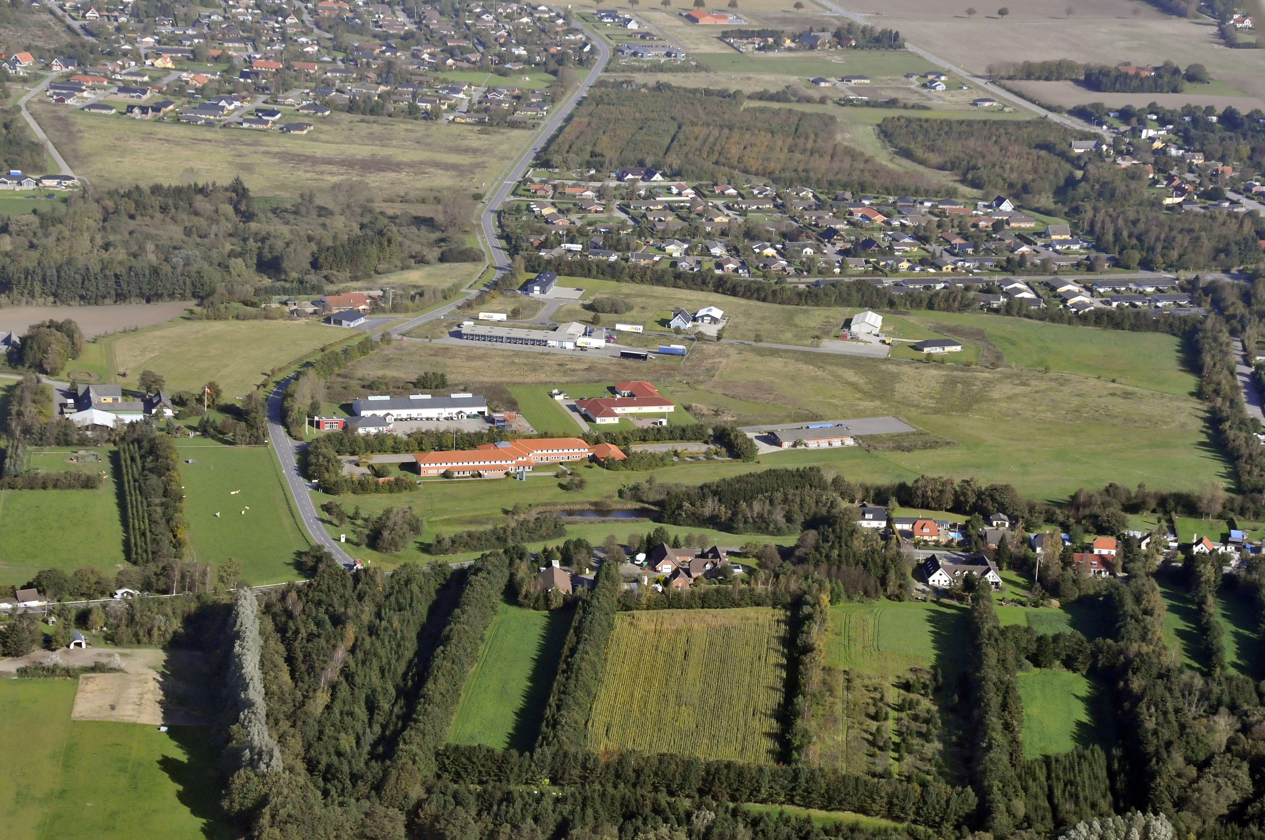 Luftfoto over erhvervsgrunde
