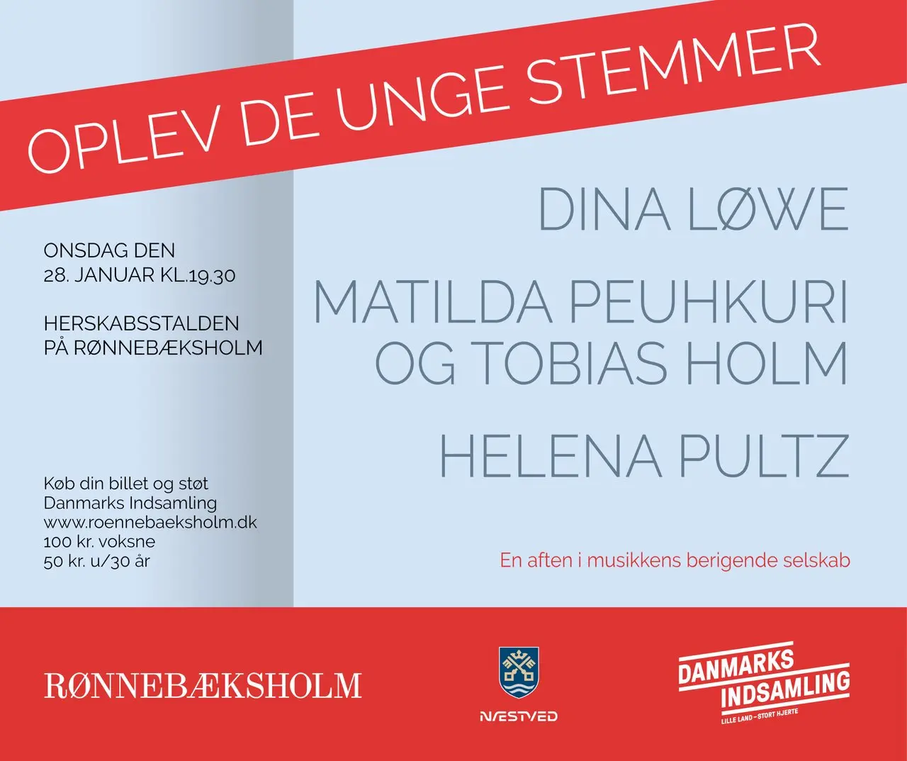 Flyer for unge stemmer på Rønnebæksholm