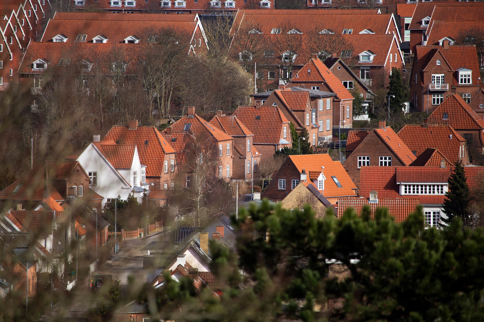 Røde huse på række i Næstved