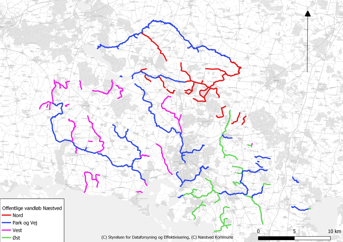 Kort over Offentlige vandløb