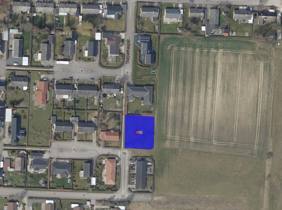 Luftfoto fra webgis over Parkvej 33 i Sandved