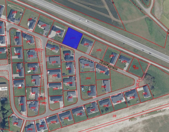 Kort over ledig grund på Kærsagrene, Næstved