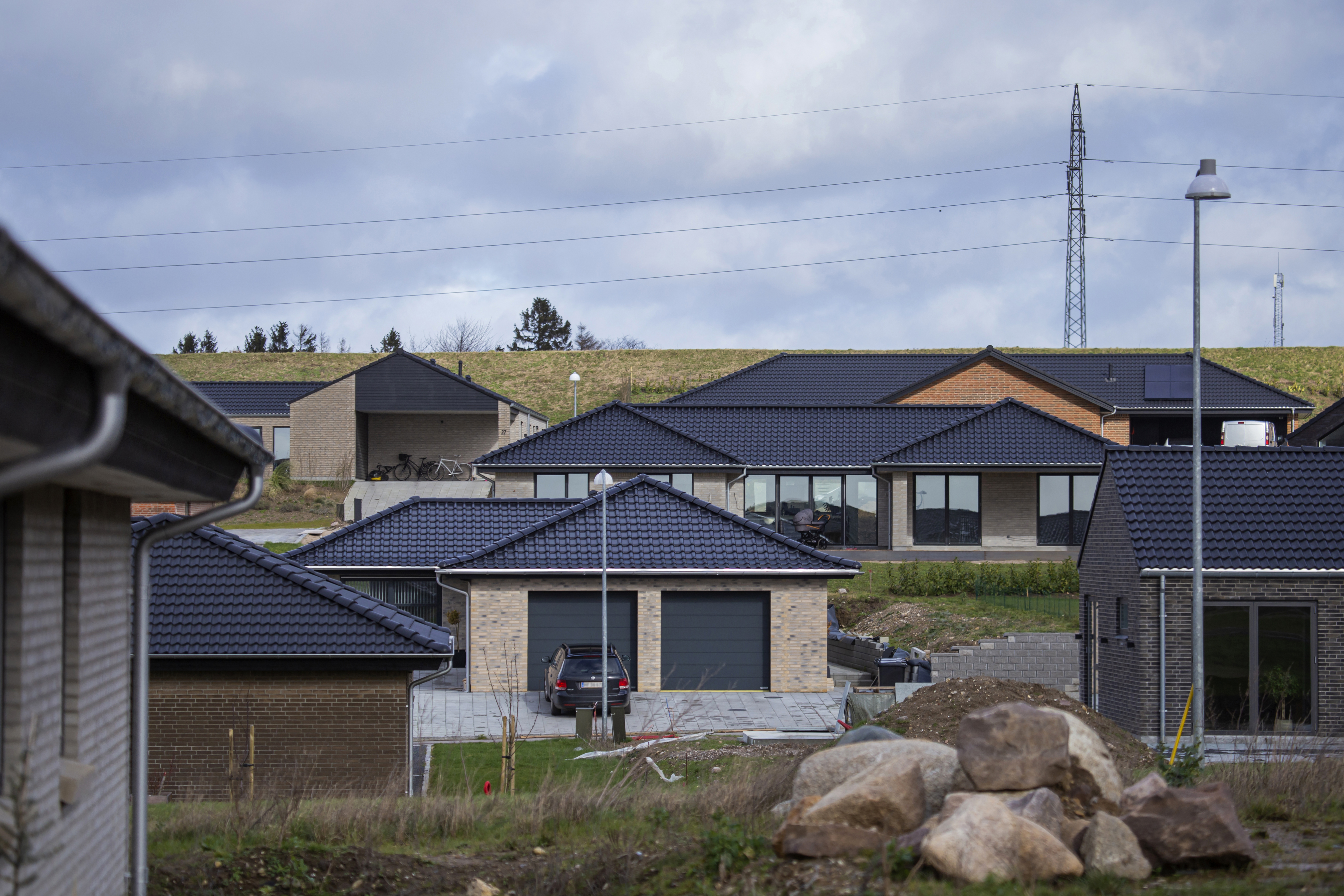 Udsigt over hustage/boliger i Næstved Kommune