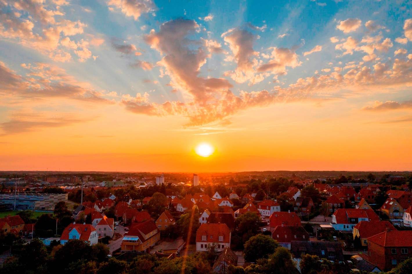 Solnedgang over Næstved 